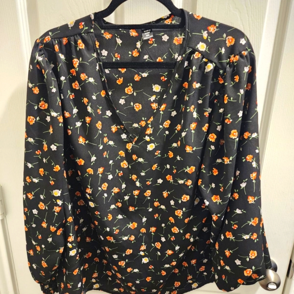Long sleeve V neck blouse